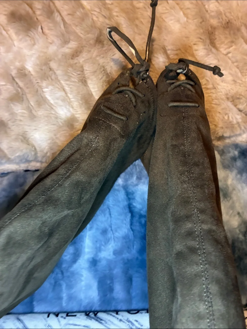 Zara Olive Over-the-Knee Suede Boots